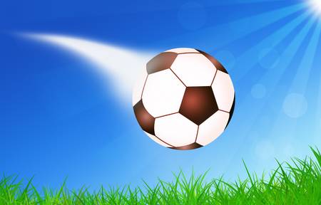 103444834 active summer nature background with a football ball in the air